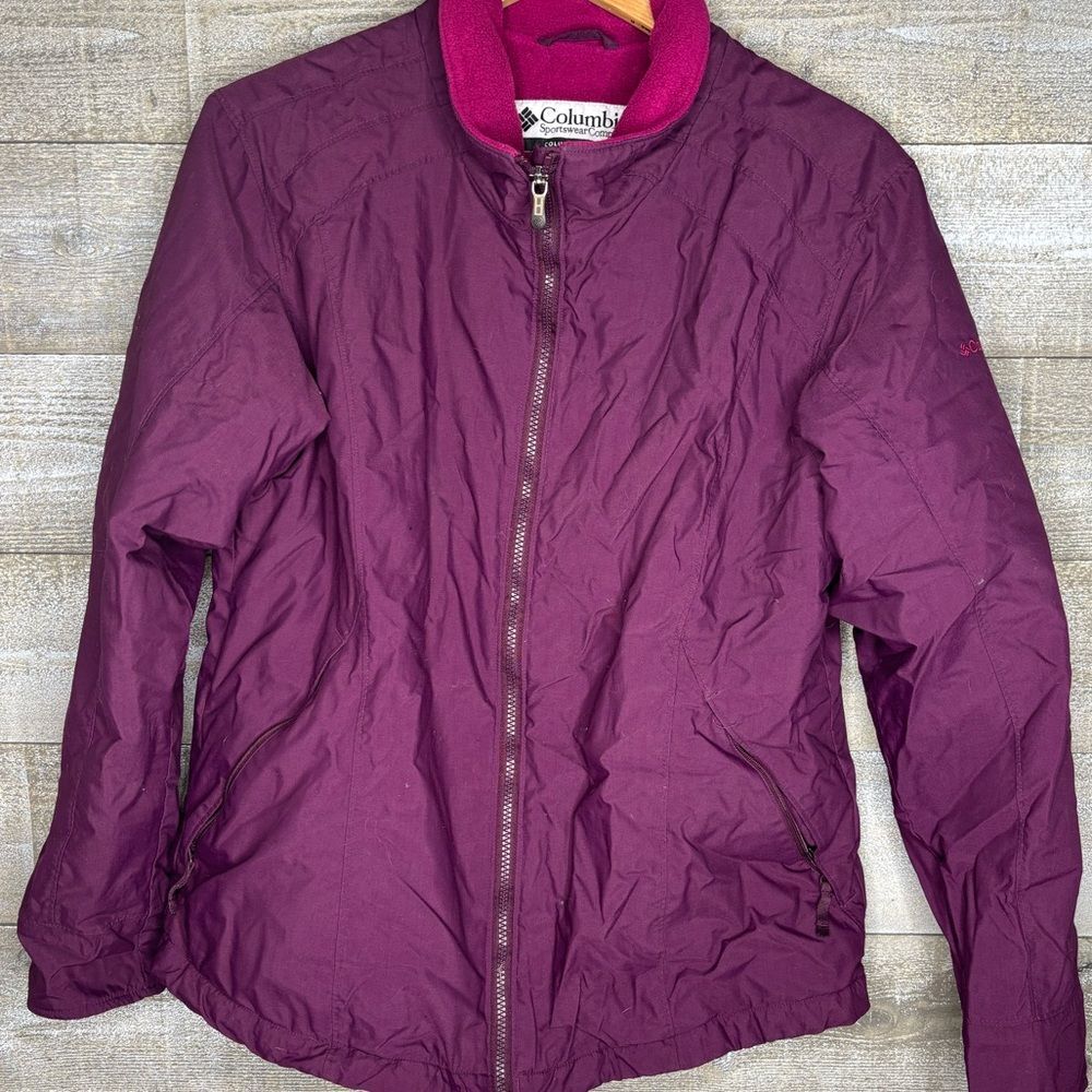 Columbia womens large vintage 90s purple pink zip up windbreaker jacket